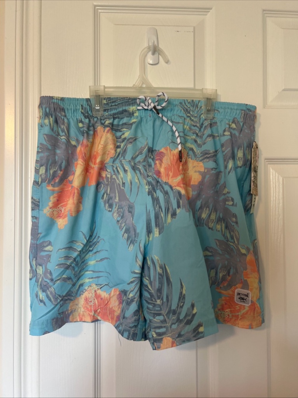 Men's Turquoise Floral Swim Trunks